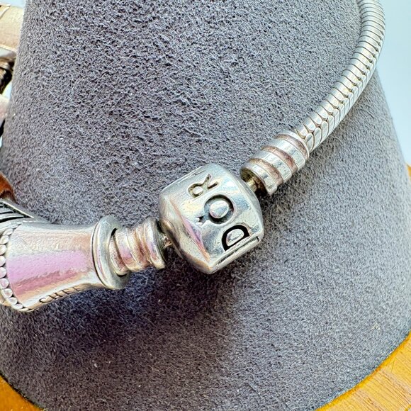 Pandora ALE Sterling Silver 925 Assorted Charms CZ Charm Bracelet 7.5" Length - Picture 10 of 16